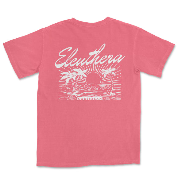 a pink t - shirt with the words, eleuthera on it
