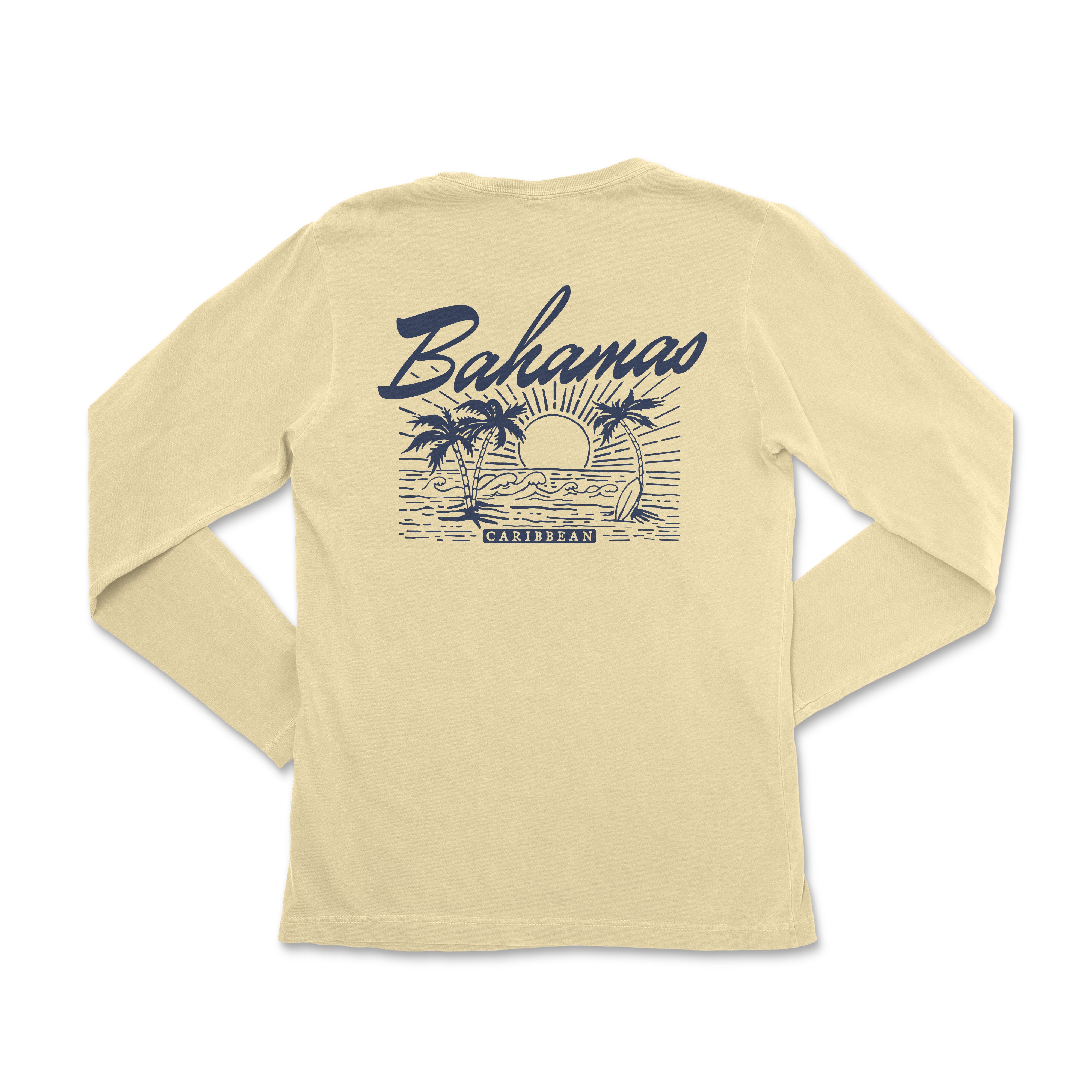 a women's long sleeve shirt with a palm tree and the words, '