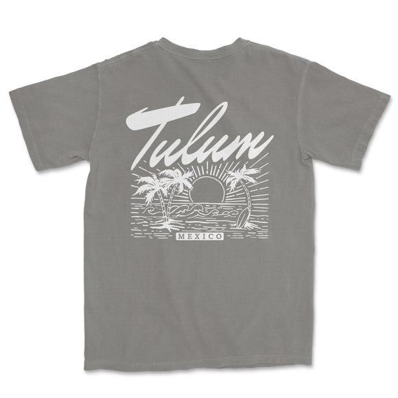a gray t - shirt with the words tulam on it