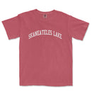 a red t - shirt with the word skaanates lake on it