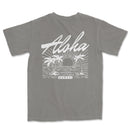 a gray shirt with the words aloha on it