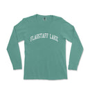 a green long sleeve shirt with the words flagstate lake on it