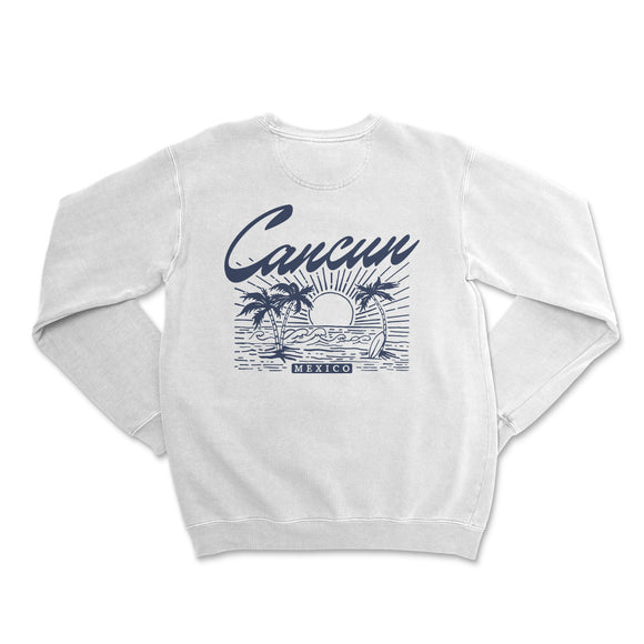 a white sweatshirt with the words cancu on it