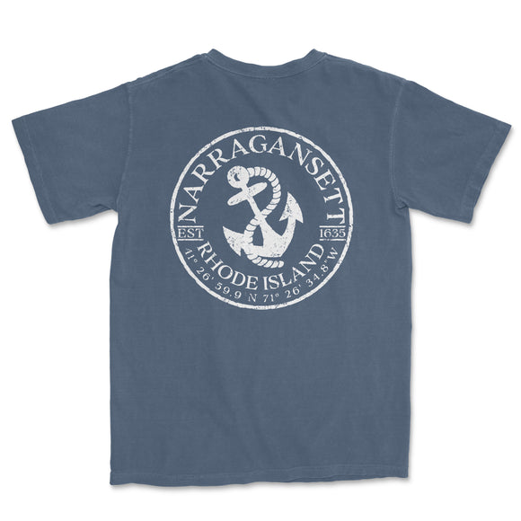 a blue t - shirt with an anchor on it