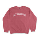 a red sweatshirt with the words lake mcconaugh on it