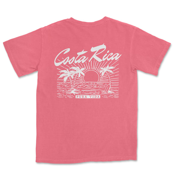 a pink t - shirt with the words costa rica on it