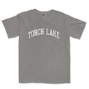 a gray t - shirt with the words torch lake on it