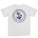 a white t - shirt with a blue anchor on it