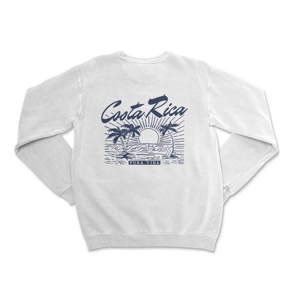 a white sweatshirt with a palm tree on it