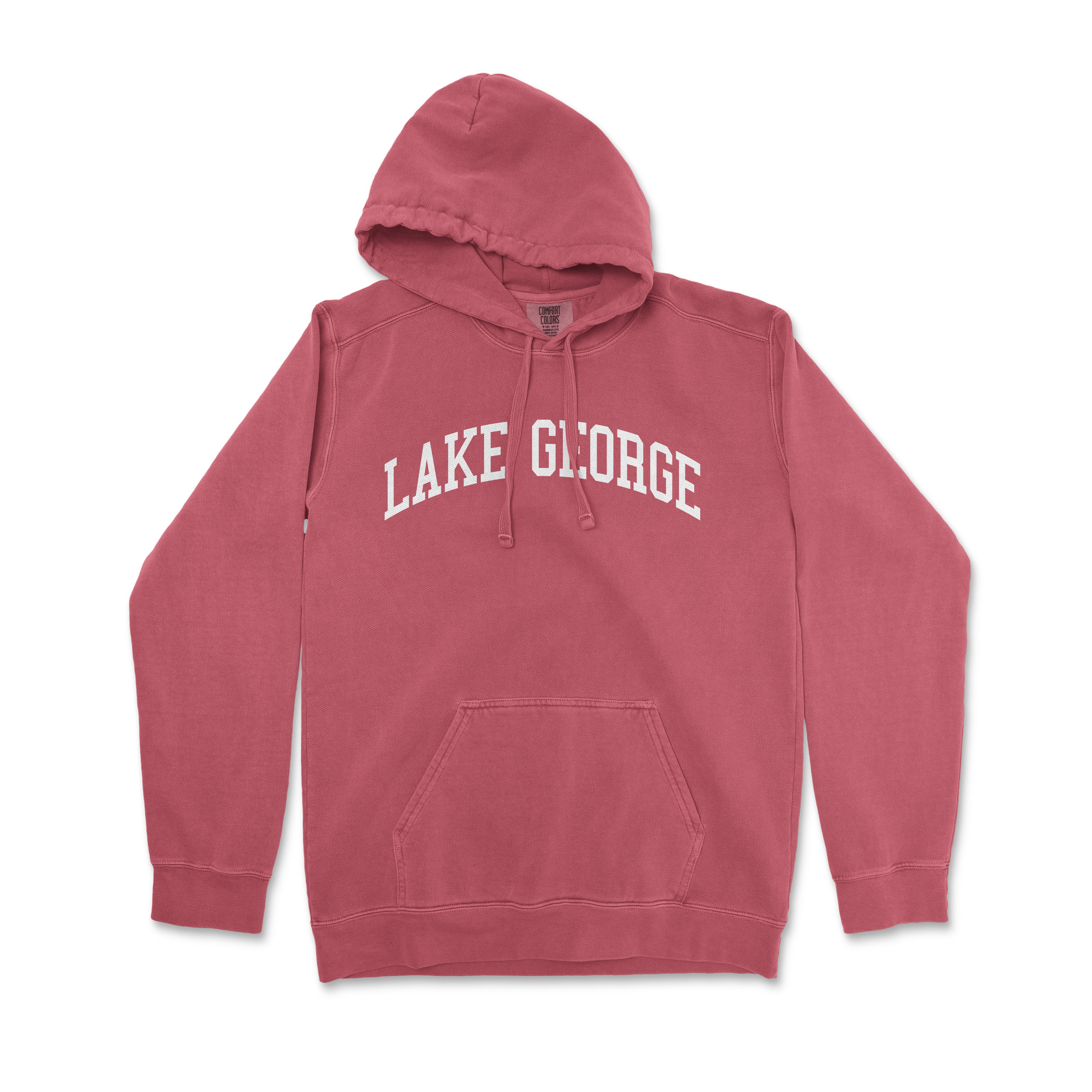 a red sweatshirt with the words lake george on it