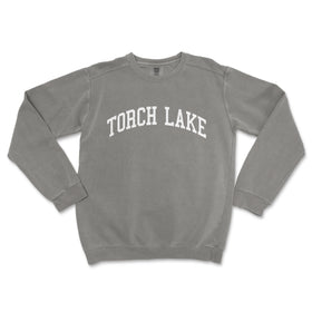 a gray sweatshirt with the words torch lake on it
