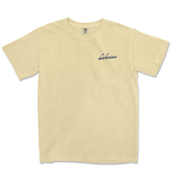 a yellow t - shirt with the word's name on it