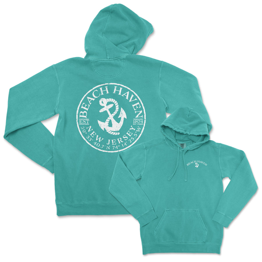 Beach Haven New Jersey Comfort Colors Hooded Sweatshirt