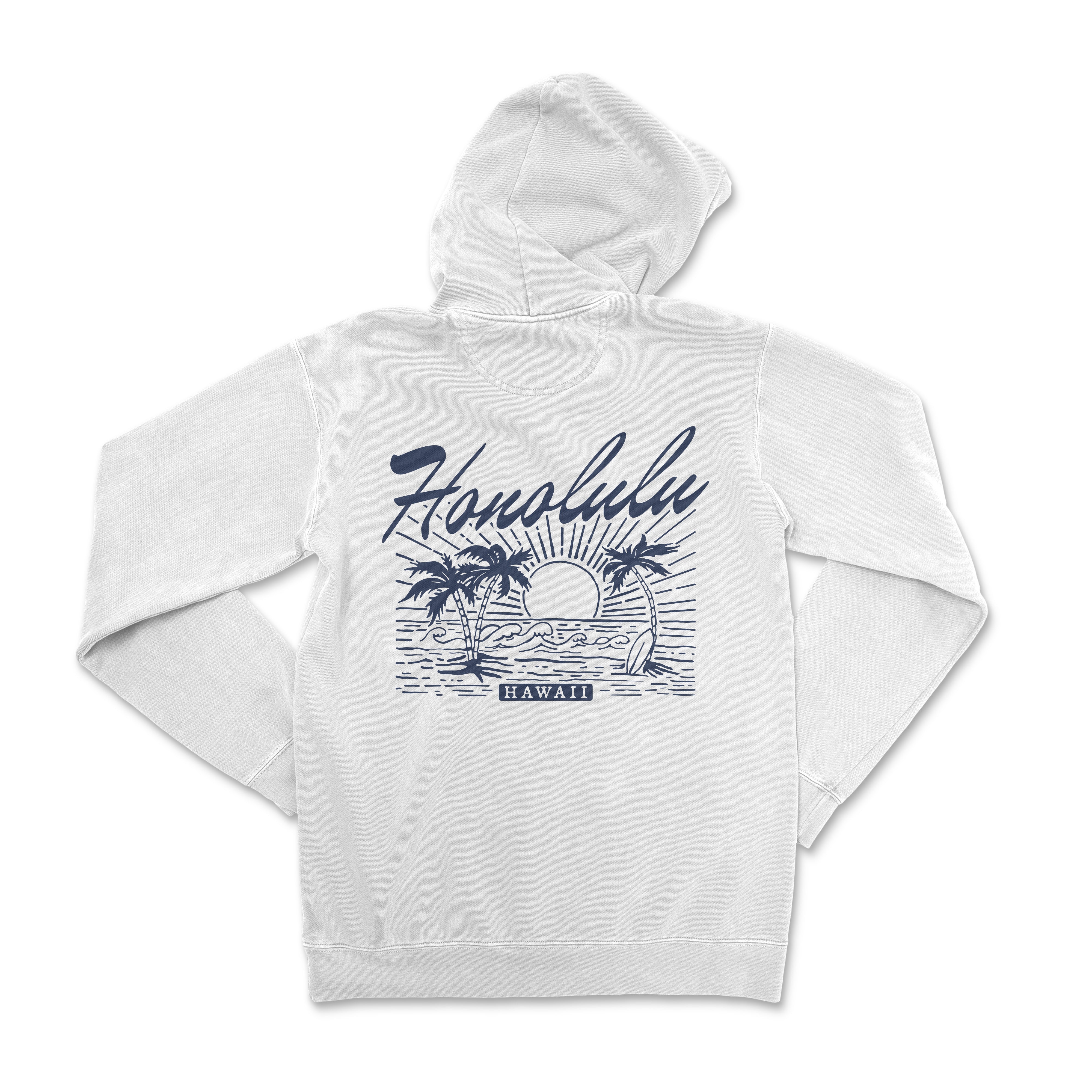 a white hoodie with the words honolulu on it