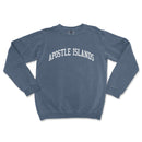 a blue sweatshirt with the words apposte islands printed on it
