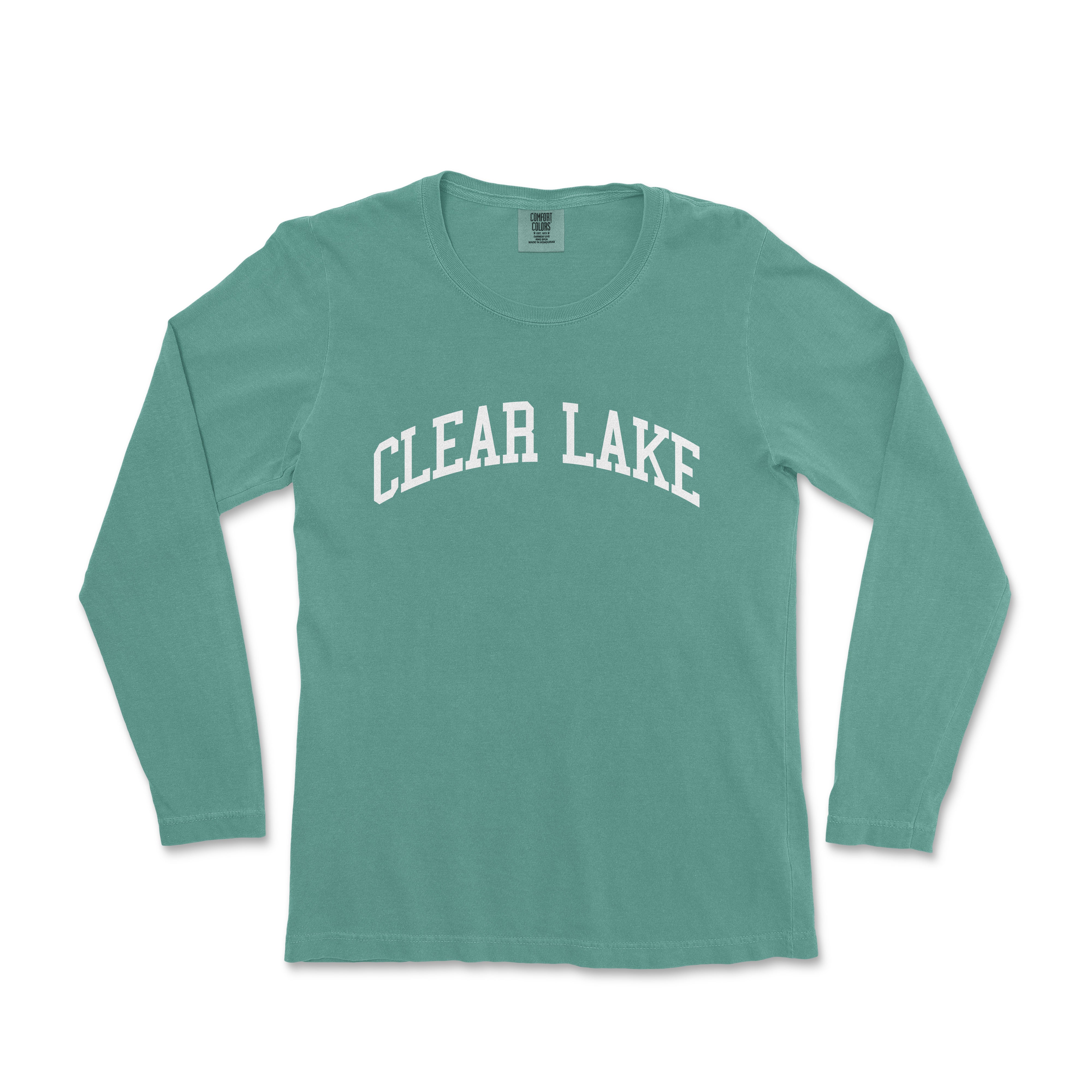 a green shirt with the word clear lake on it