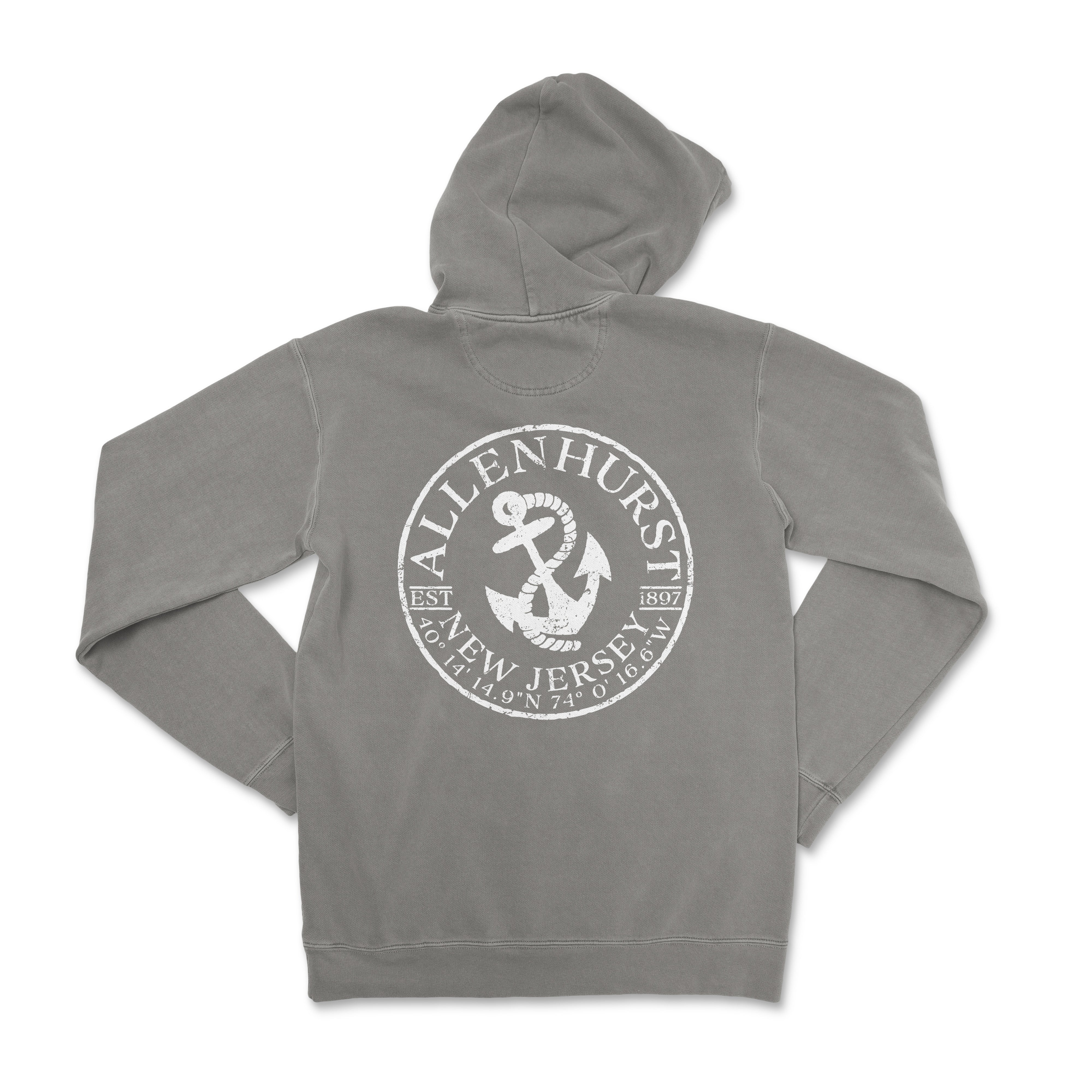 a grey sweatshirt with an anchor on the front