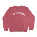 a red sweatshirt with the words watchaug pond on it