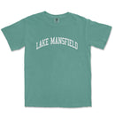 a green lake mansfield t - shirt with the word lake mansfield in white
