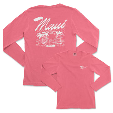 a women's pink long sleeve shirt with the words mahi on it