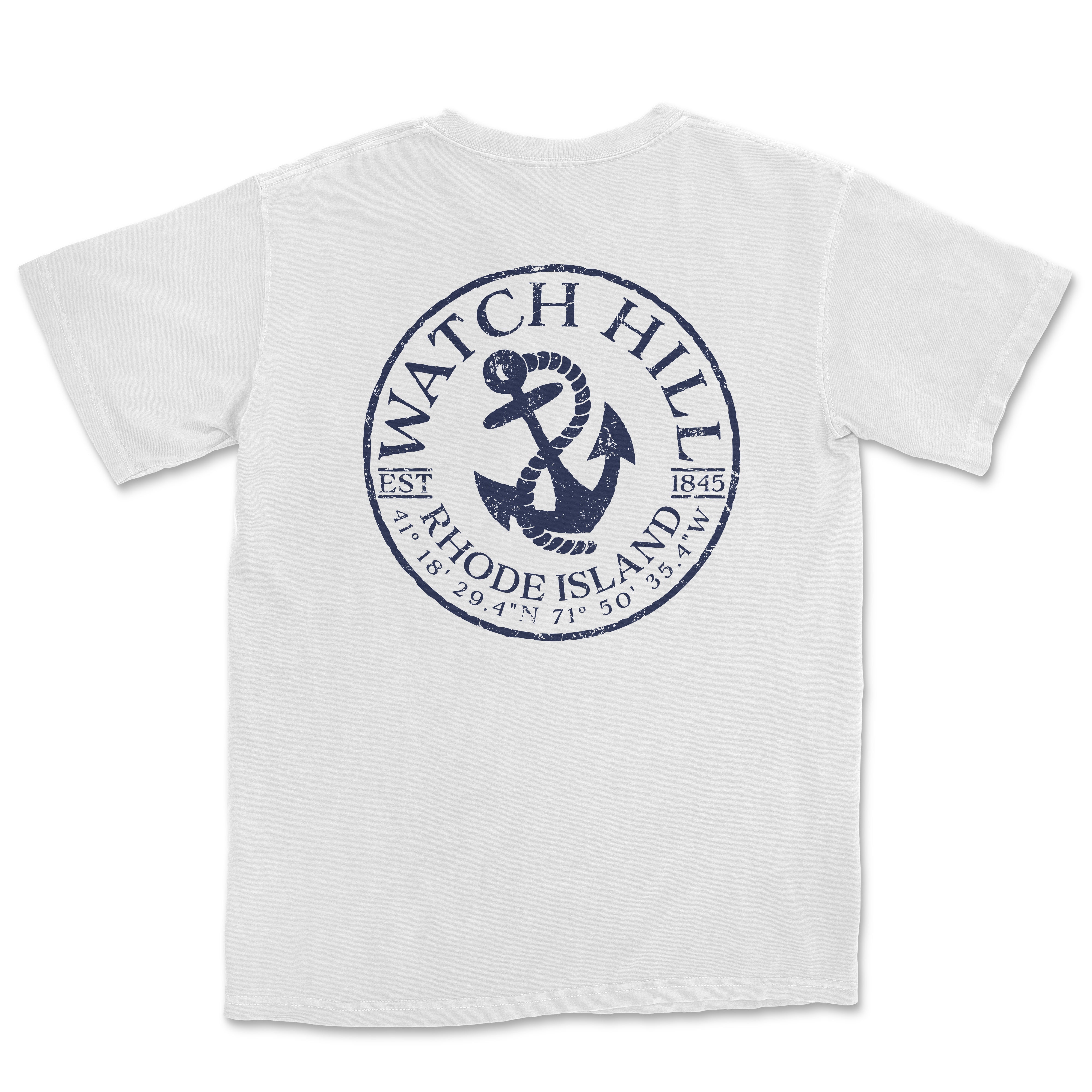 a white t - shirt with a blue anchor on it