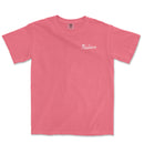 a pink t - shirt with the word's name on it