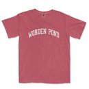 a red t - shirt with the word worden pond on it