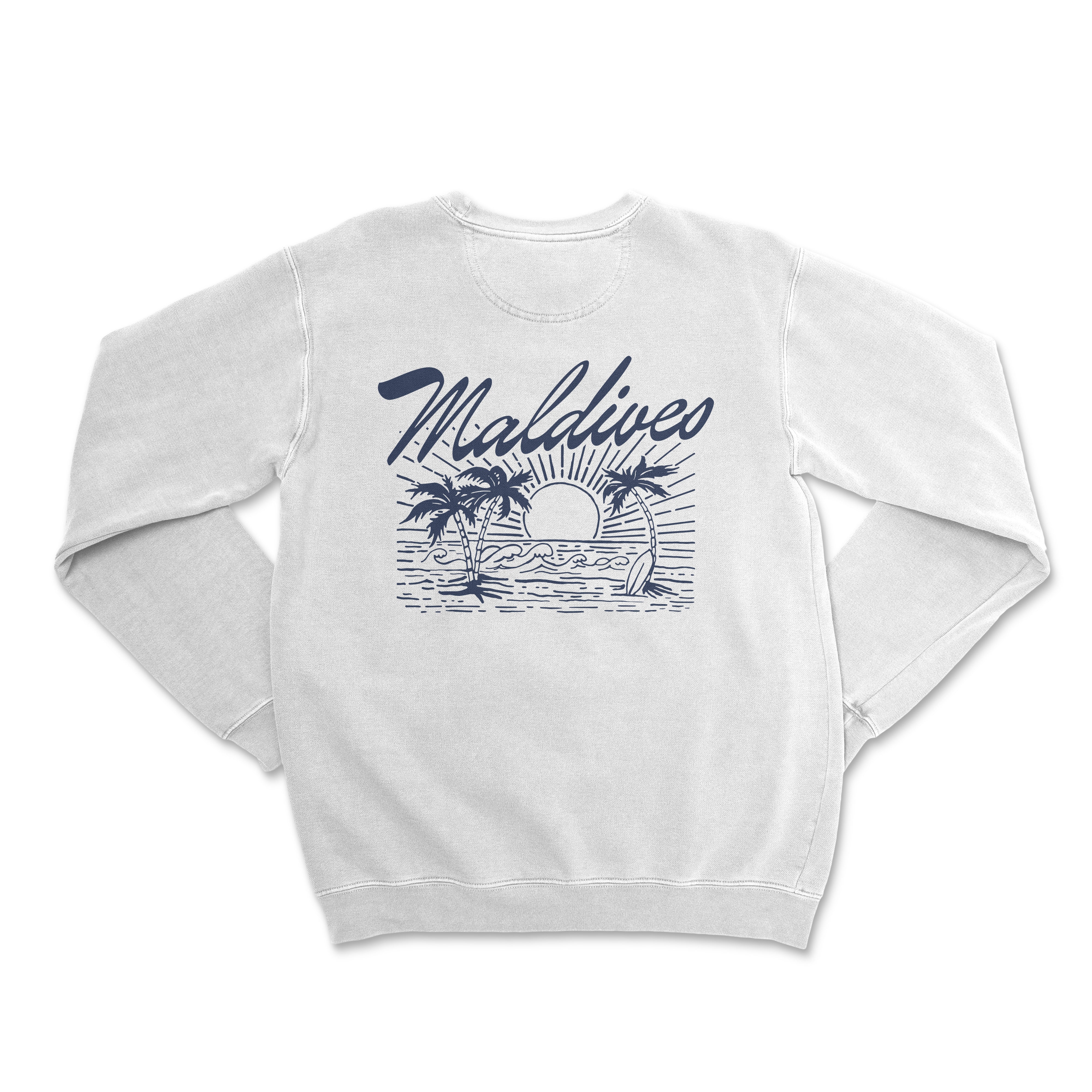 a white sweatshirt with a palm tree on it