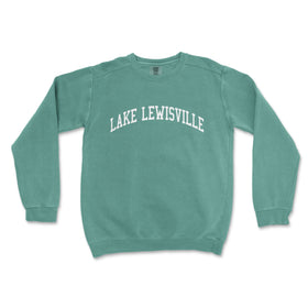 a green sweatshirt with the words lake lewisville on it