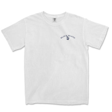 a white t - shirt with a blue anchor on it