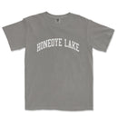a gray t - shirt with the words honeydye lake on it