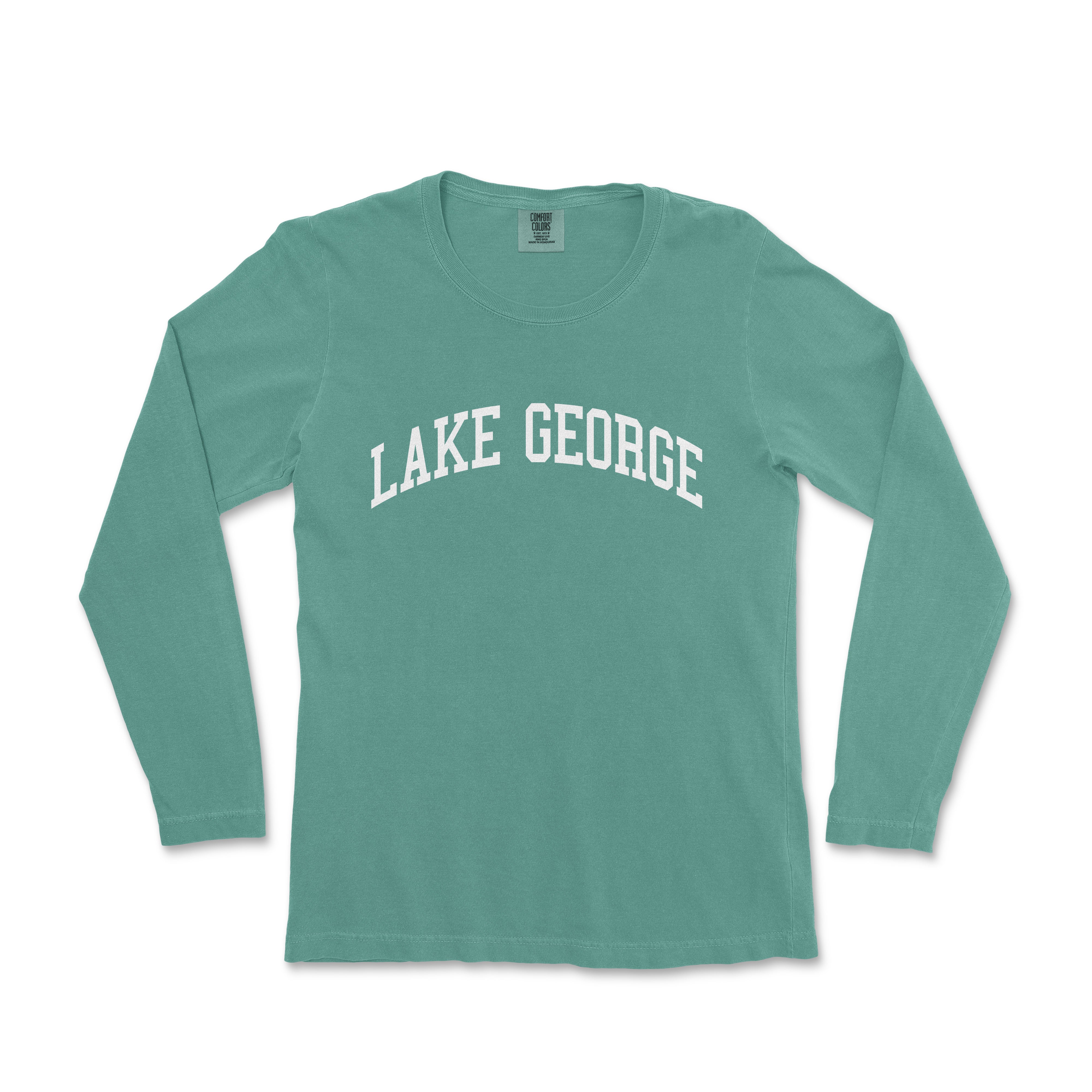 a green lake george shirt with the word lake george on it