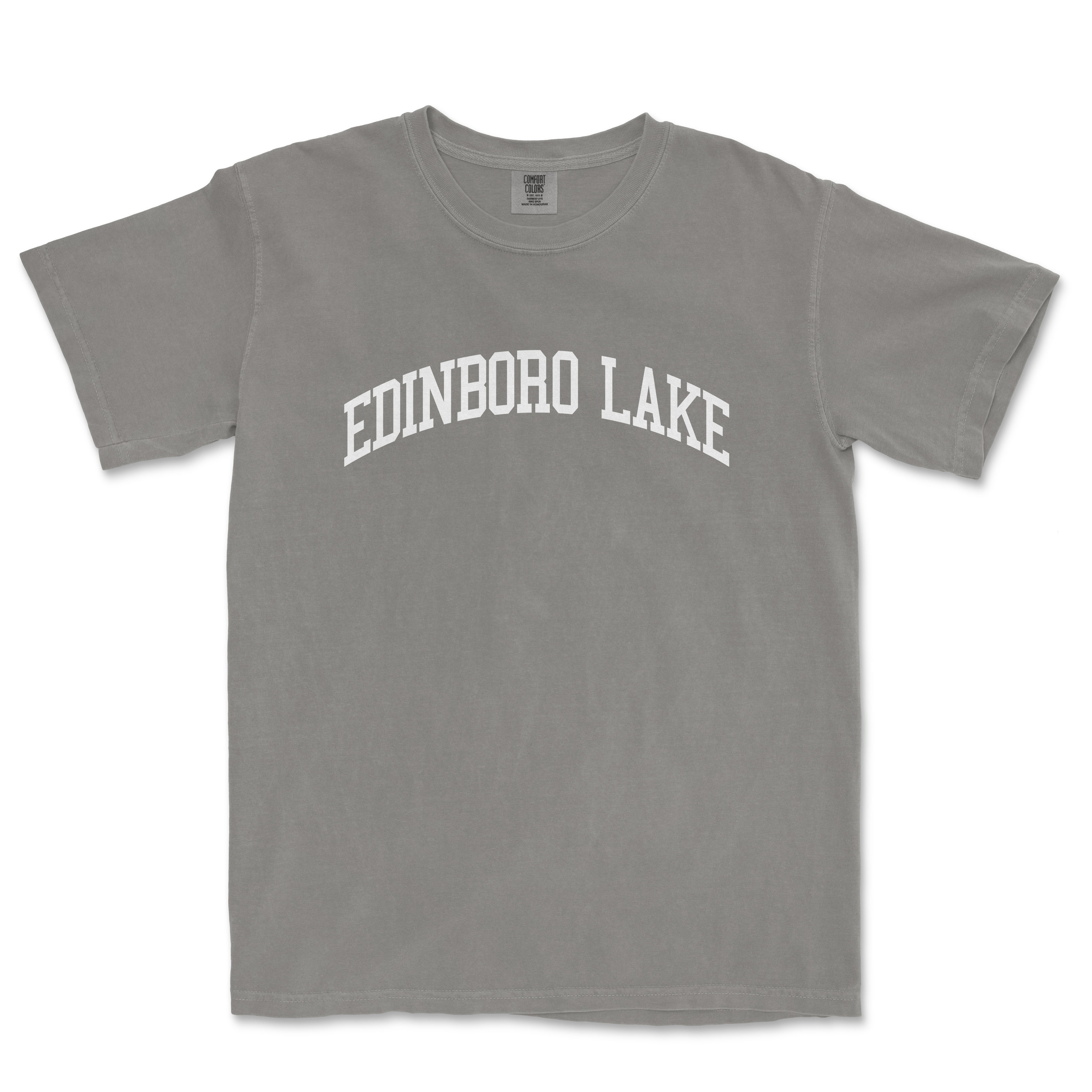 a grey t - shirt with the word edinburgh lake printed on it
