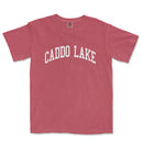 a red t - shirt that says caddo lake