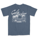 a blue t - shirt with a picture of a car and palm trees