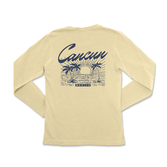 a women's long - sleeved shirt with the words, cancun