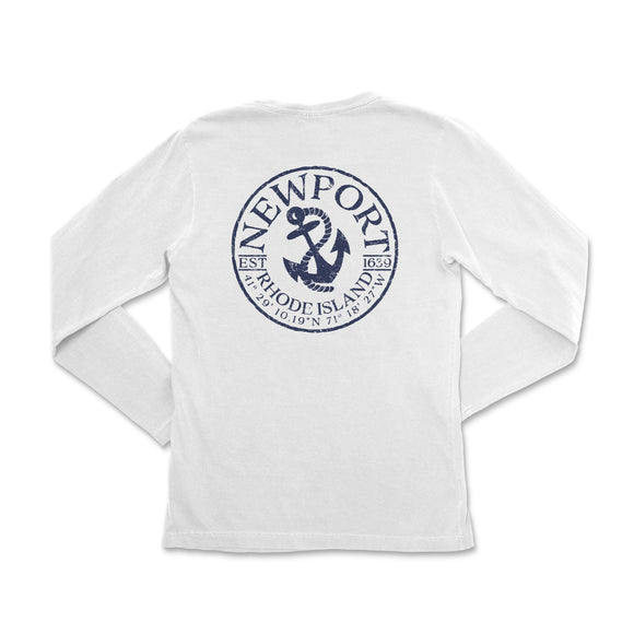 a white long sleeve shirt with an anchor on it