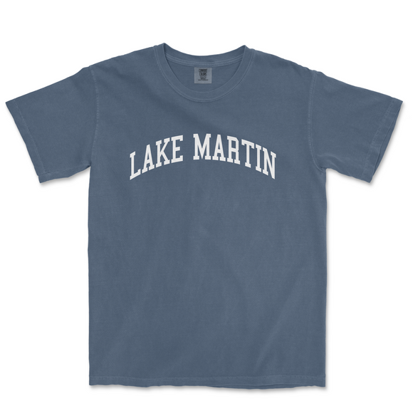 a blue lake martin t - shirt with the word lake martin on it