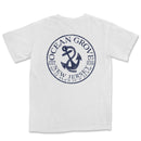 a white t - shirt with the ocean grove logo on it