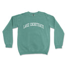 a green sweatshirt with the words lake cochitiate printed on it