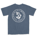 a blue ocean grove t - shirt with an anchor on it