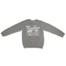 a gray sweatshirt with a palm tree on it