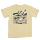 a t - shirt with the word aloh on it