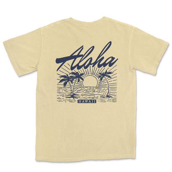 a t - shirt with the word aloh on it
