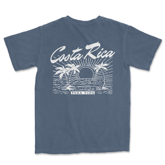 a blue t - shirt with the words costa rica on it