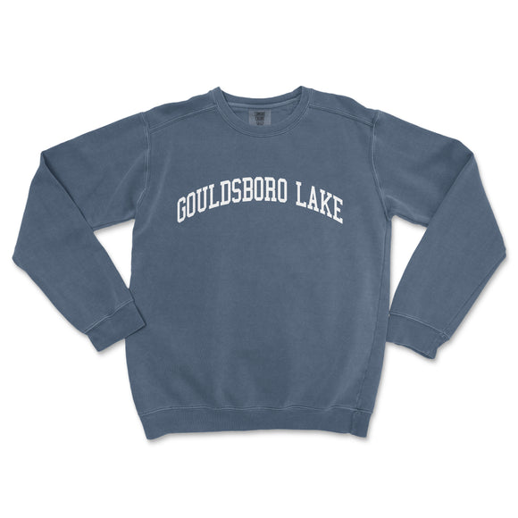 a blue sweatshirt with the words columbia lake on it