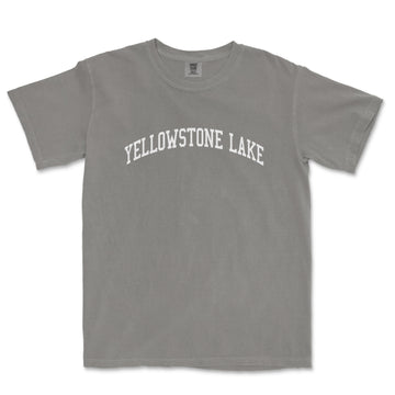 a gray tee shirt with the words yellowstone lake on it