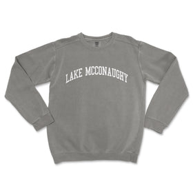 a gray sweatshirt with the words lake mconnaugh on it
