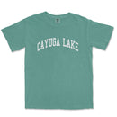 a green t - shirt with the words caygua lake in white