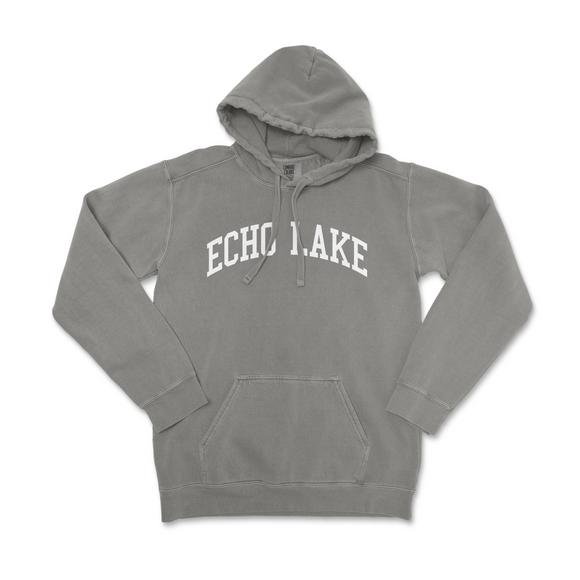 a gray sweatshirt with the words echo lake on it